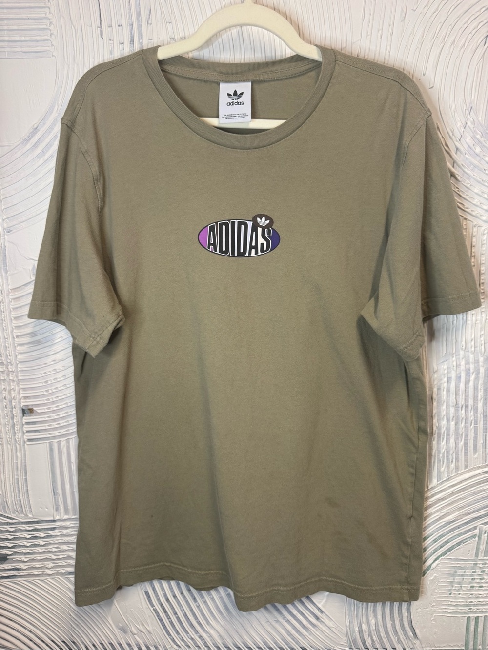 Adidas Men's Olive Green Logo T-Shirt